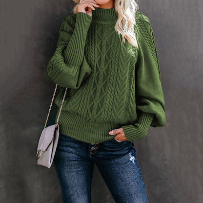 Cable-Knit Lantern Sleeve Sweater