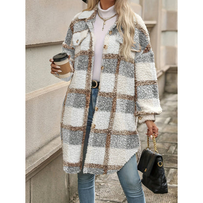 Colorblock Plaid Padded Jacket