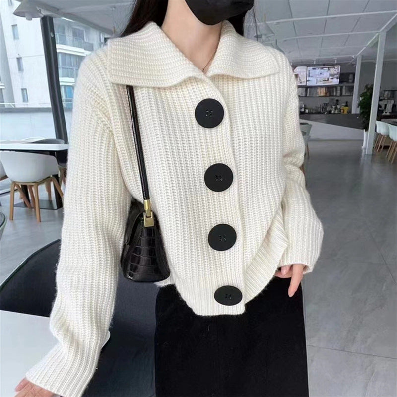 Relaxed Fit Big-Button Knit Cardigan