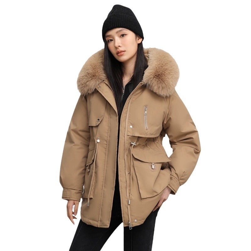 Fleece-Lined Slim Fit Cotton Parka Coat