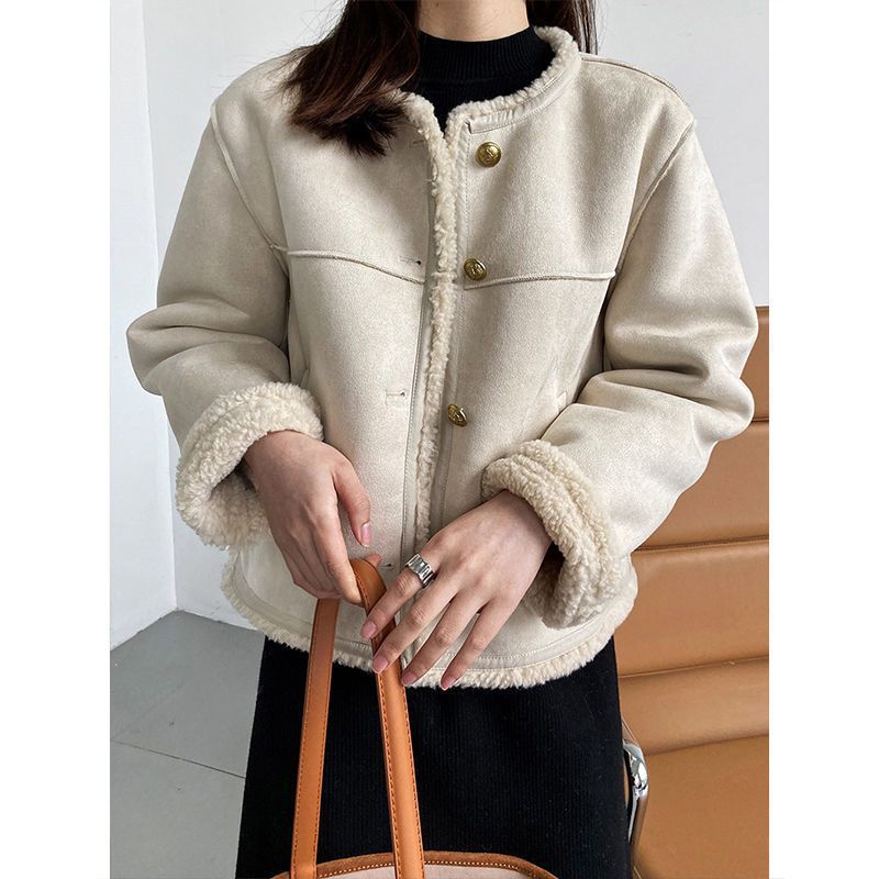 Lamb Plush Button Coat