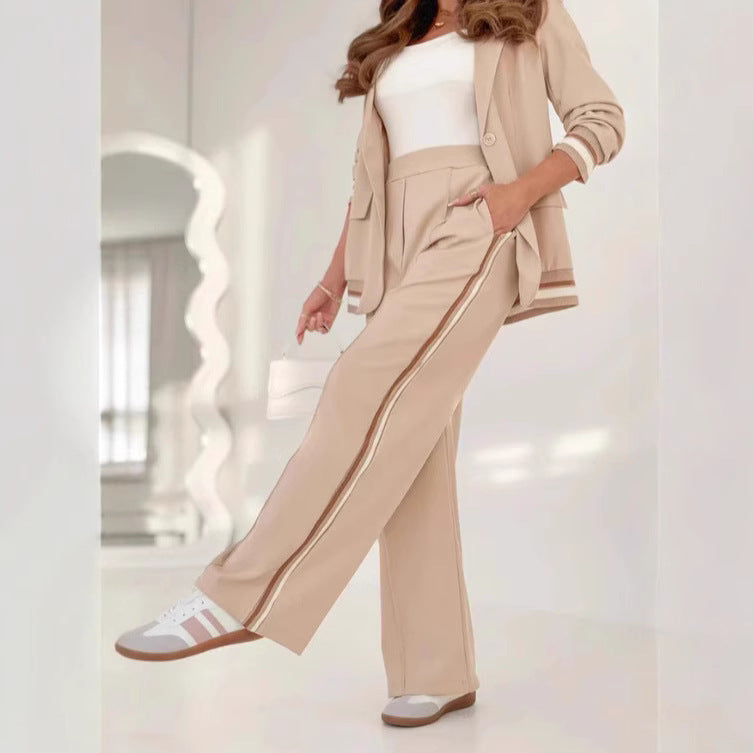 Long Sleeve Blazer Two-Piece Pants Set
