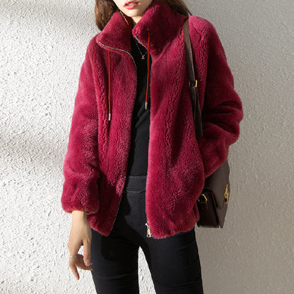 Double-Faced Fleece High Neck Zip Cardigan