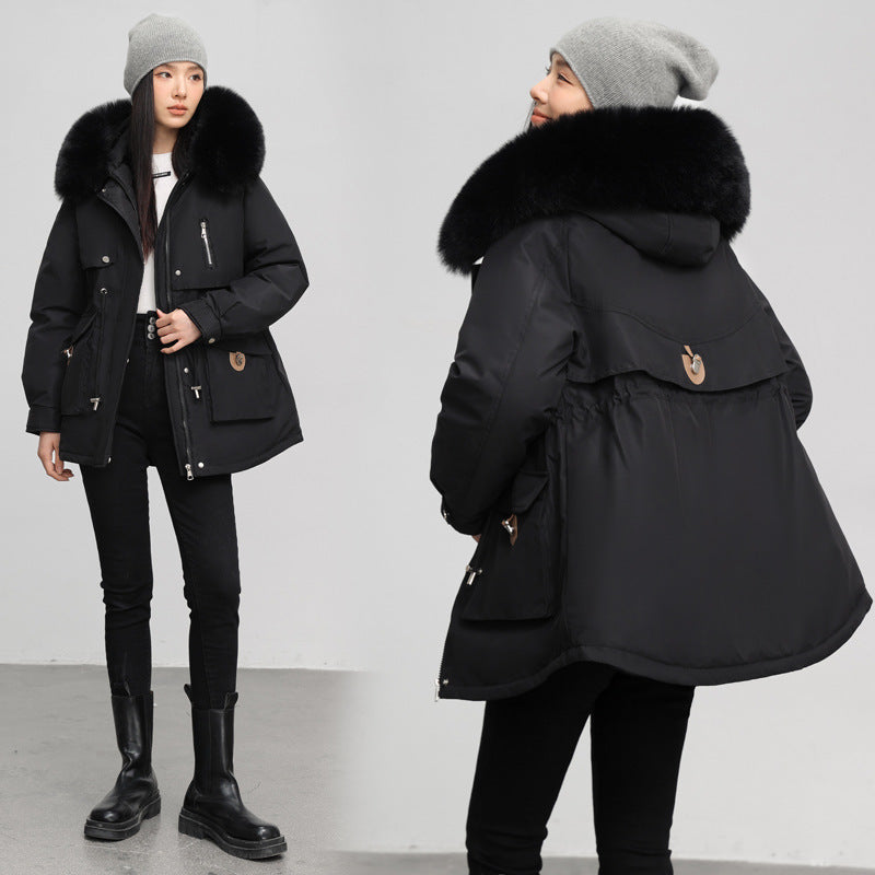 Fleece-Lined Slim Fit Cotton Parka Coat