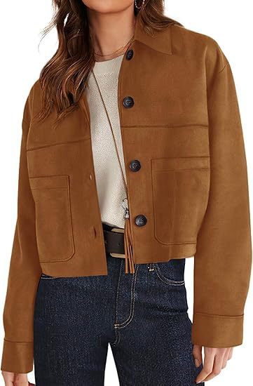 Faux Suede Short Casual Lightweight Autumn Jacket