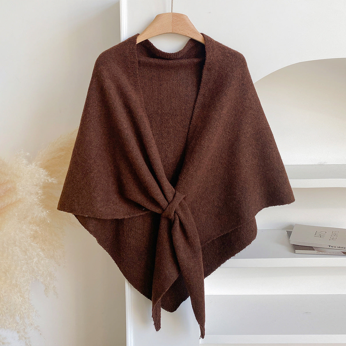 Winter Solid Knit Triangle Shawl
