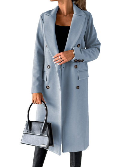 Double-Breasted Long Lapel Coat