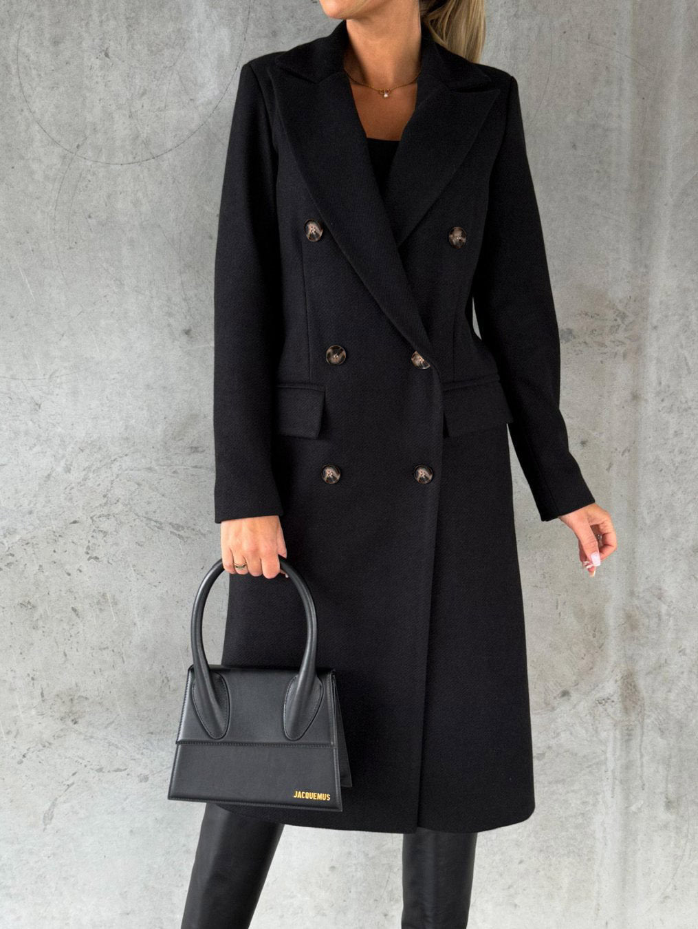 Double-Breasted Long Lapel Coat