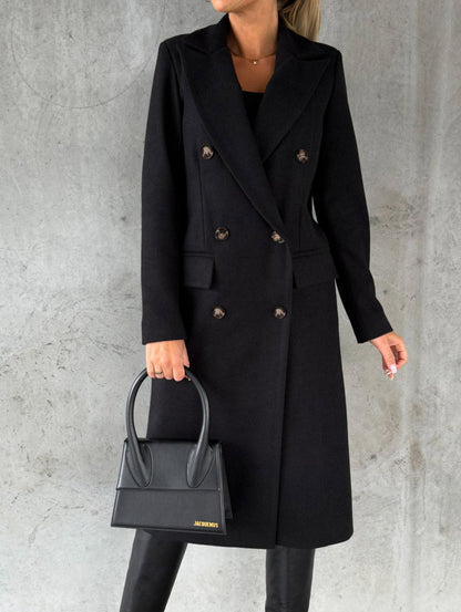 Double-Breasted Long Lapel Coat