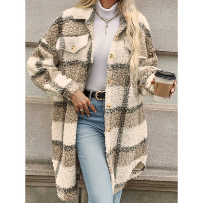 Colorblock Plaid Padded Jacket