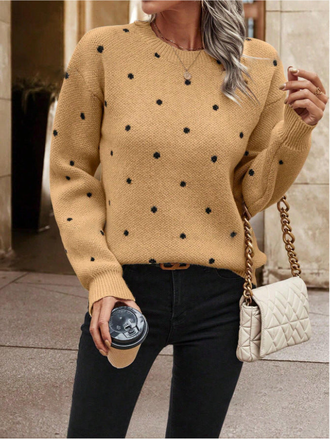Polka Dot Knit Pullover Sweater