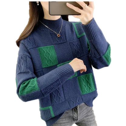 Patchwork Knit Pullover Sweater