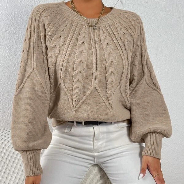 Retro Cable-Knit Pullover Sweater