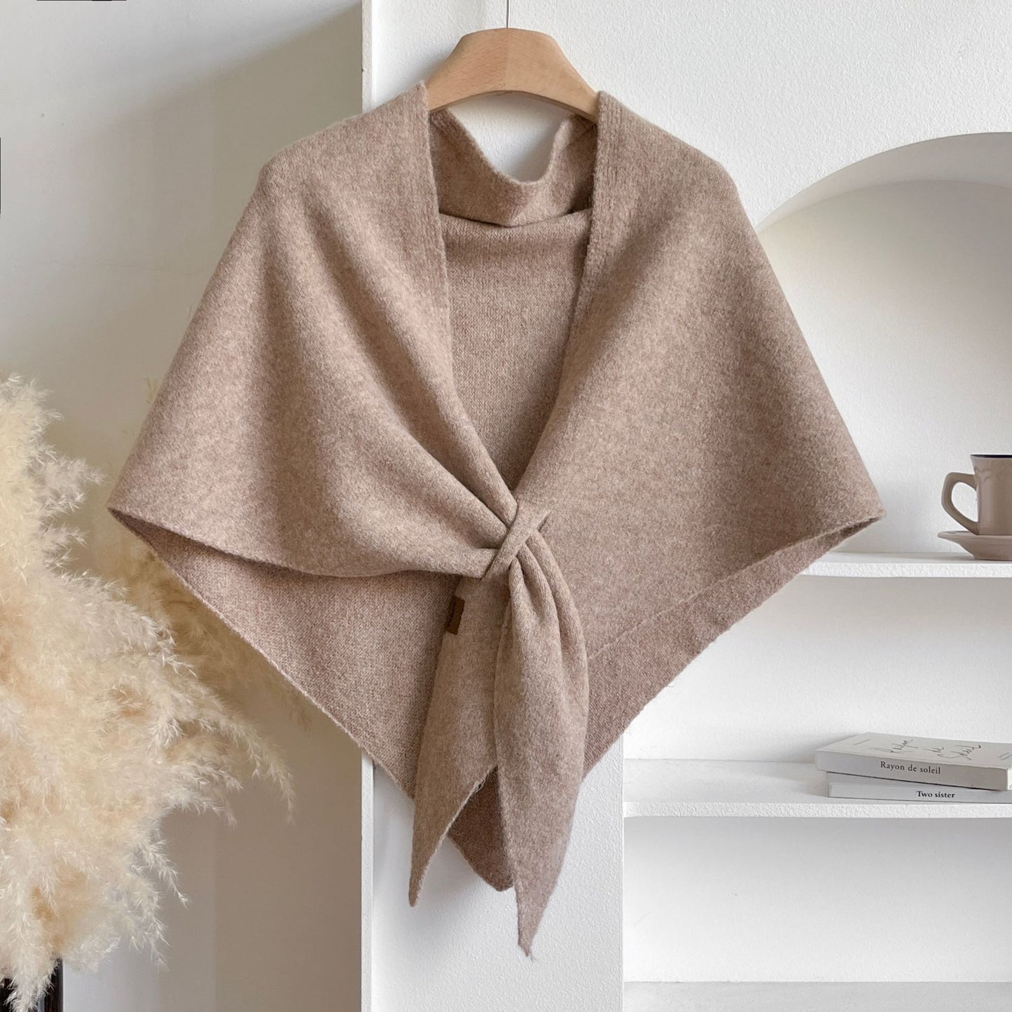 Winter Solid Knit Triangle Shawl