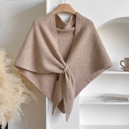 Winter Solid Knit Triangle Shawl