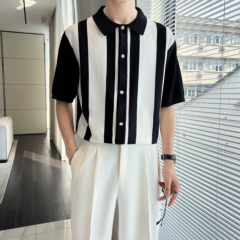 Moda Elite | Sweter polo z blokami kolorów