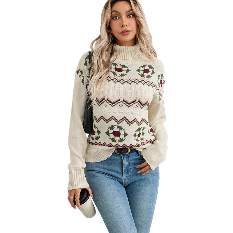 EthnicTurtleneck Knit Sweater