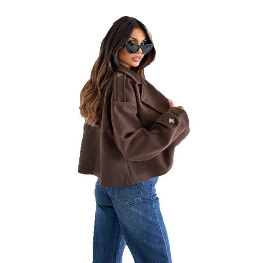 Solid Color Short Woolen Coat