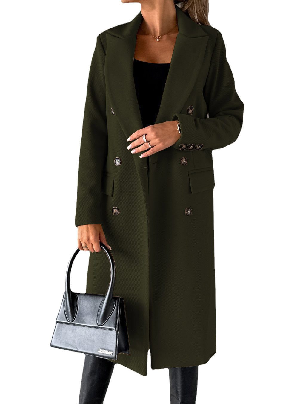 Double-Breasted Long Lapel Coat