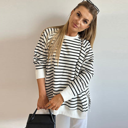 Striped Round Neck Knit Top