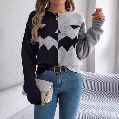 Spooky Face Contrast Pullover