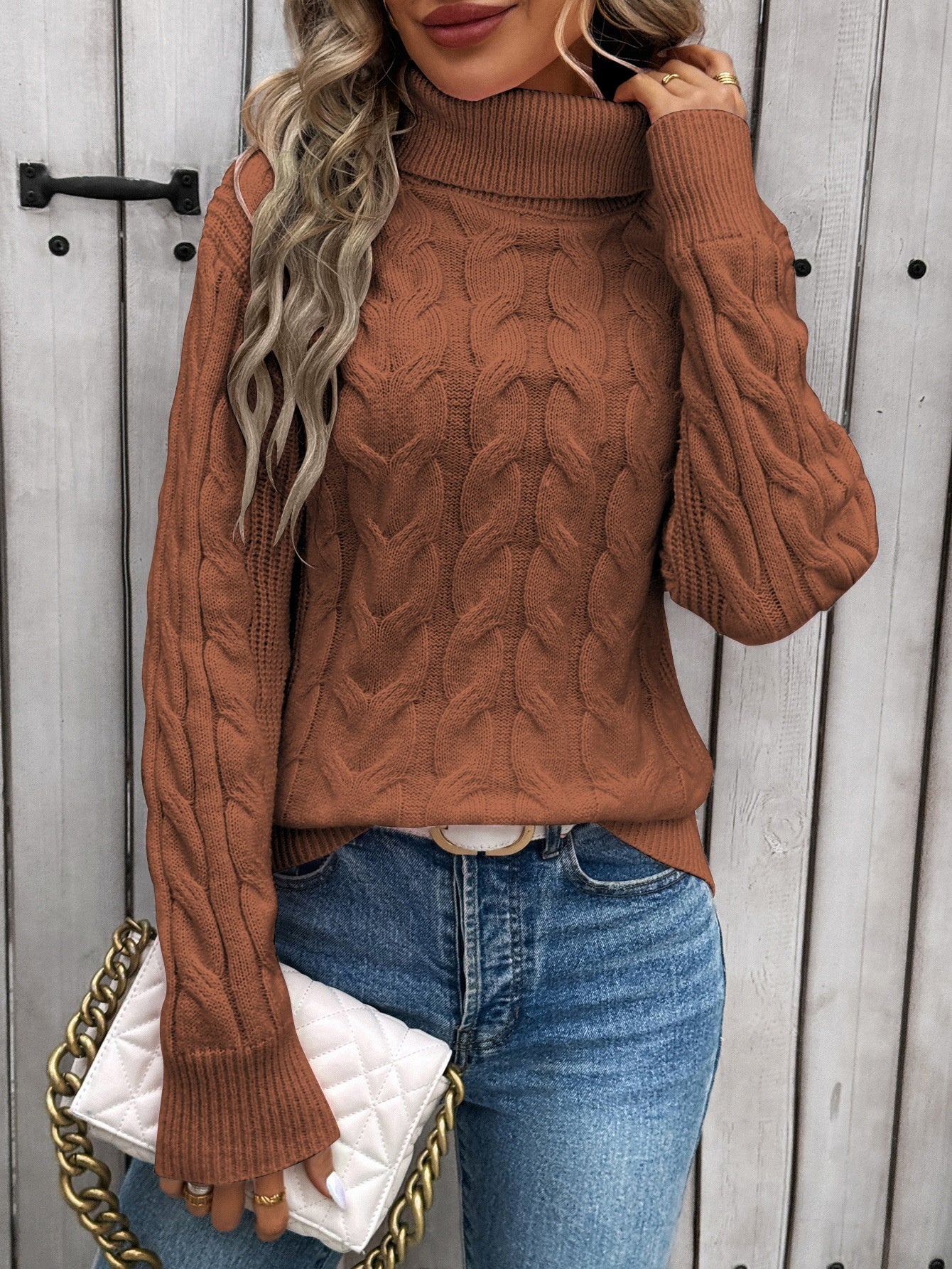 Women's Cable-Knit Turtleneck