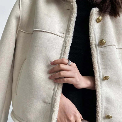 Lamb Plush Button Coat