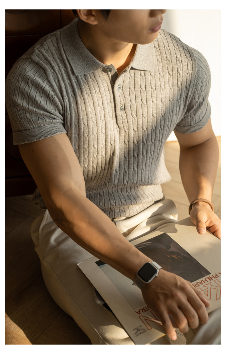 Moda Elite | Koszulka polo z dzianiny strukturalnej