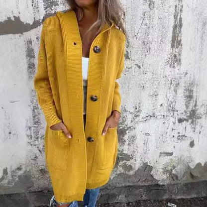 Mid-Length Knit Button Cardigan