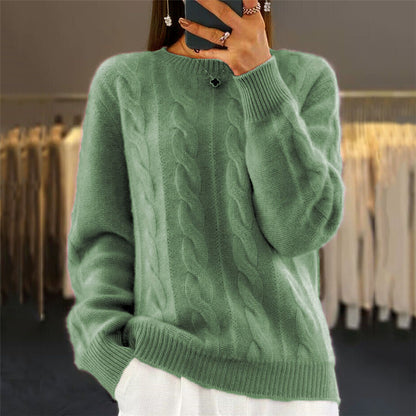 Retro Cable-Knit Pullover Sweater