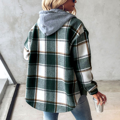 Plaid Hooded Casual Jacket