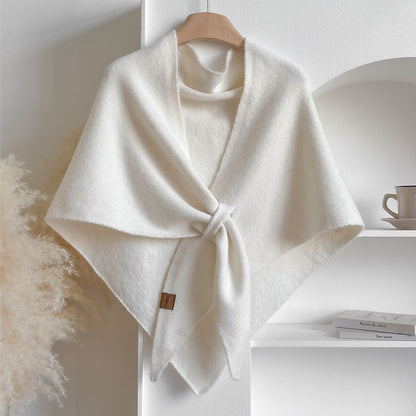 Winter Solid Knit Triangle Shawl