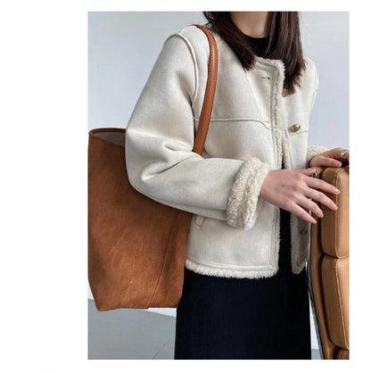 Lamb Plush Button Coat