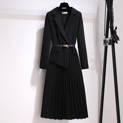 Pleated Blazer Midi Dress