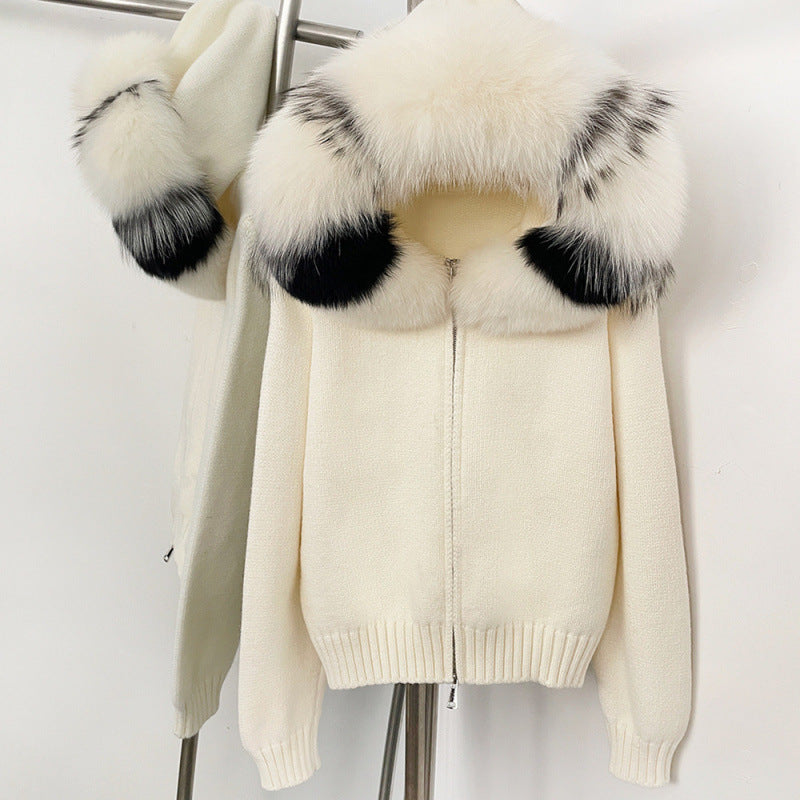 Women’s Fox Fur Hooded Zipper Coat