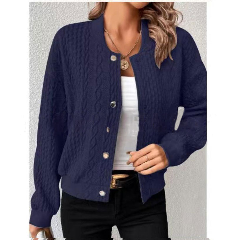 Textured Knit Button Jacket