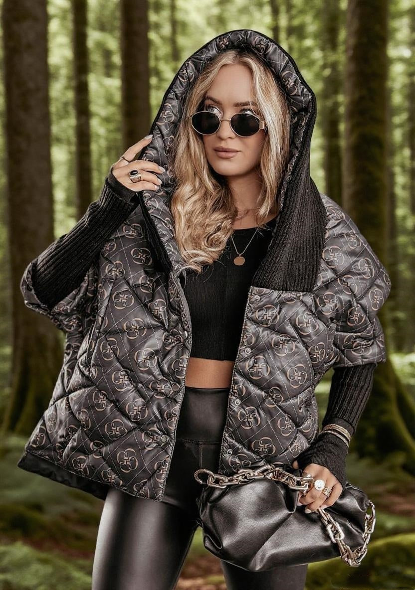 Diamond Quilted Hooded Casual Coat