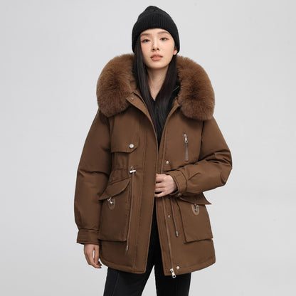 Fleece-Lined Slim Fit Cotton Parka Coat