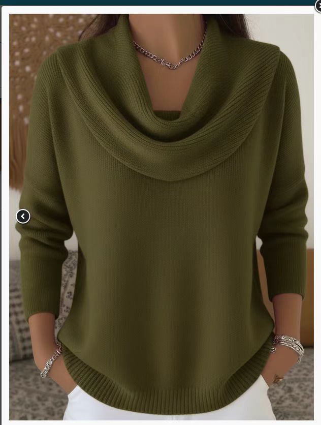 Cozy Cowl Neck Solid Knit Sweater