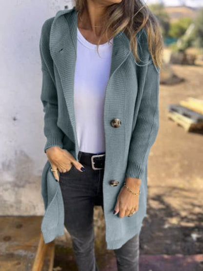 Mid-Length Knit Button Cardigan