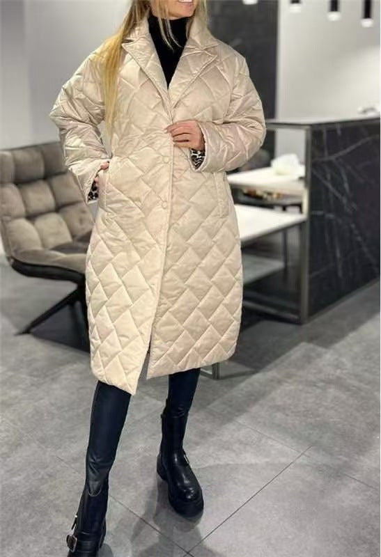 Glossy Rhombus Padded Down Jacket