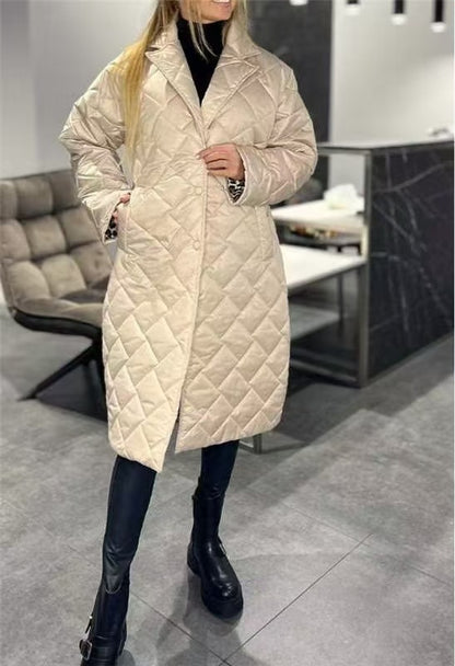 Glossy Rhombus Padded Down Jacket