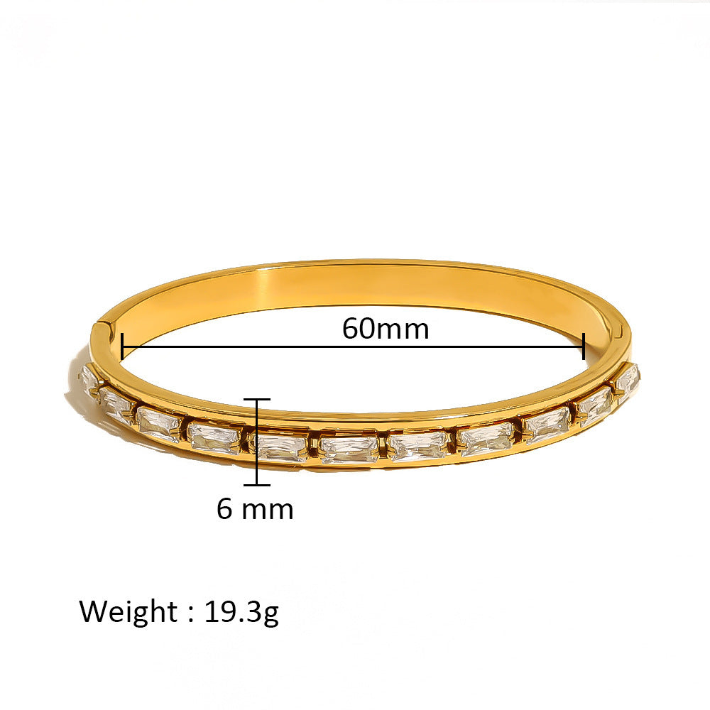 Titanium Steel Crystal Bar Bracelet