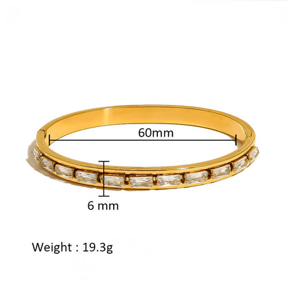 Titanium Steel Crystal Bar Bracelet