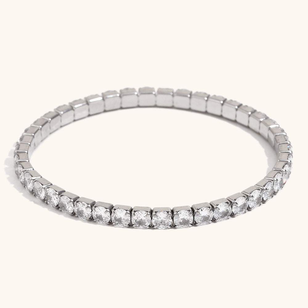 Stainless Steel Zircon Stretch Bracelet