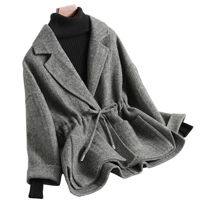 Double-Sided Wool Short Overcoat