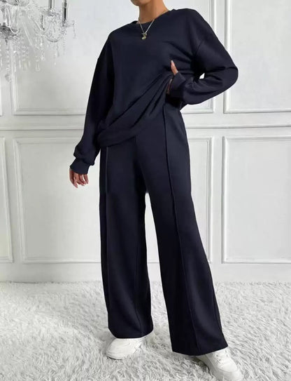 Round Neck Long Sleeve Trousers Set