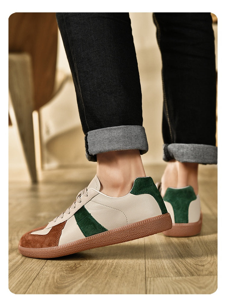 Retro trampki wykonane z płótna i skóry