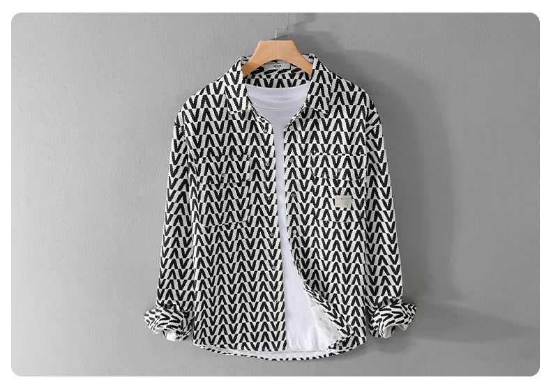 Moda Elite | Koszula rekreacyjna z nadrukiem i długim rękawem