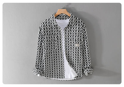 Moda Elite | Koszula rekreacyjna z nadrukiem i długim rękawem